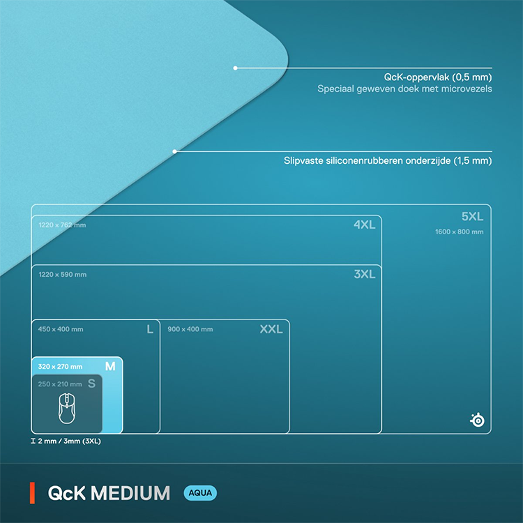 خرید موس پد SteelSeries QcK - سایز مدیوم - آبی کم رنگ